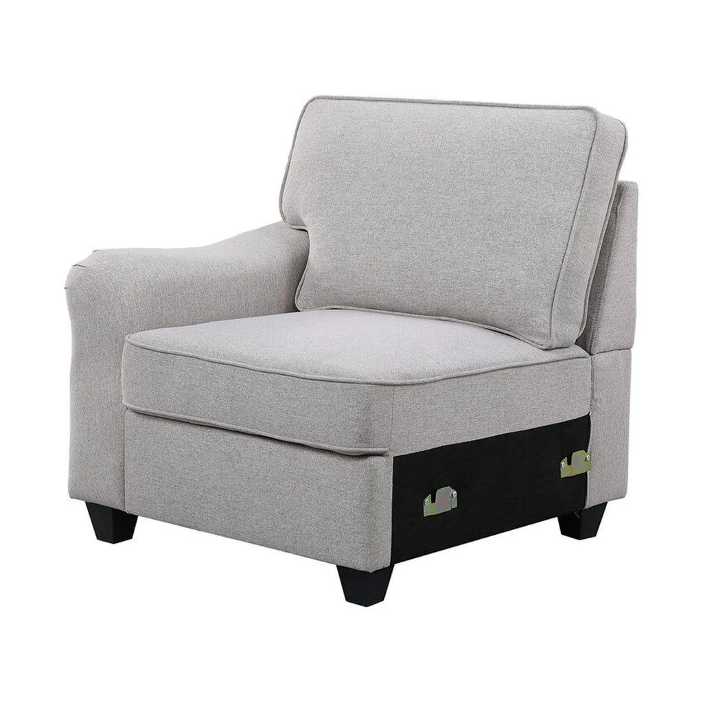 Dark Gray Linen 7Pc Modular Sectional Sofa Chaise and Ottoman I78123