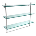 Satin Nickel Triple Tiered Glass Shelf with Towel Bar K812