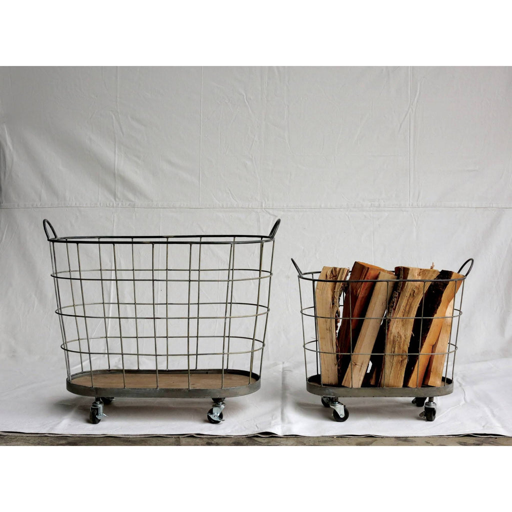 Grey Metal Rolling Laundry Baskets, Set of 2 J30800