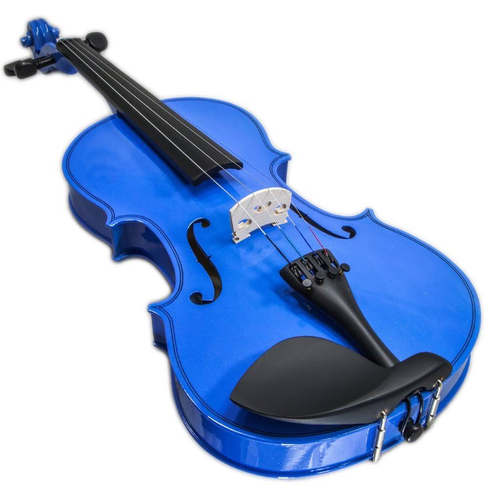 Blue Solidwood Violin with Brazilwood Bow and Case O86049