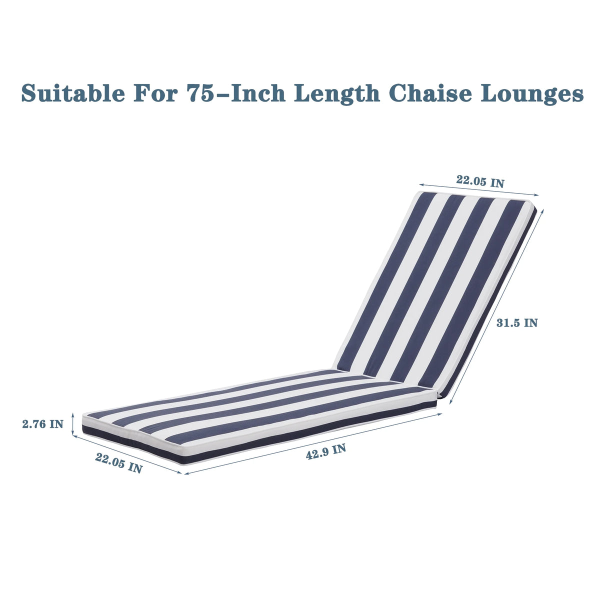 Blue Chaise Lounge Chair Cushion Replacement Seat Pad Q89112