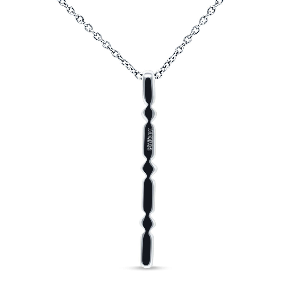 14K White Gold Diamond Drop Bar Pendant Necklace 18" M885835