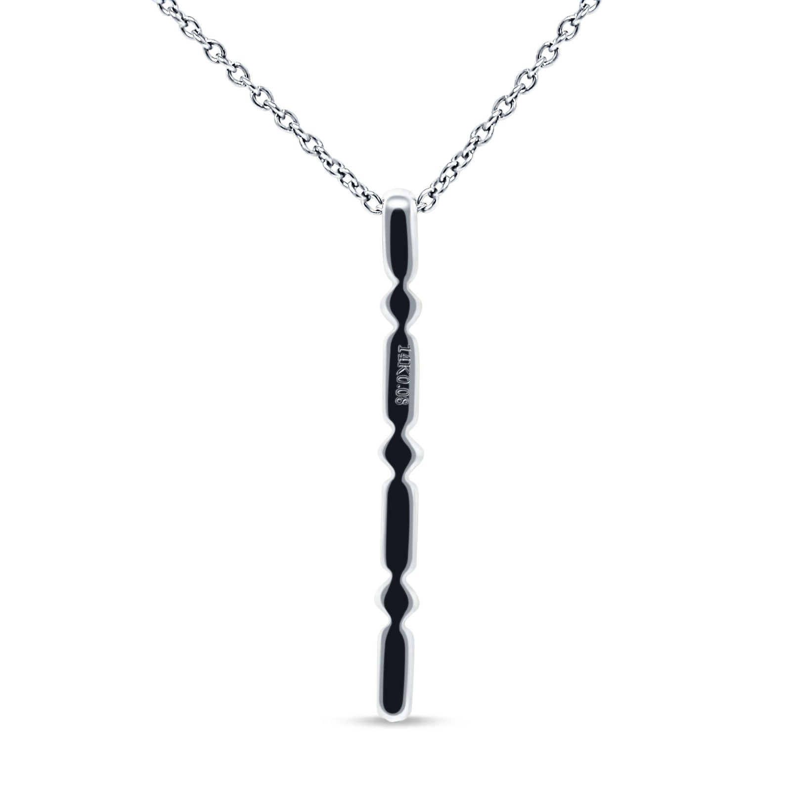 14K White Gold Diamond Drop Bar Pendant Necklace 18" M885835