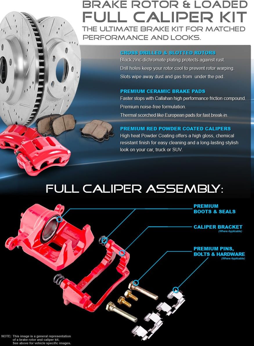 5 Lug Brake Disc Rotors and Ceramic Brake Pads with Clips E347