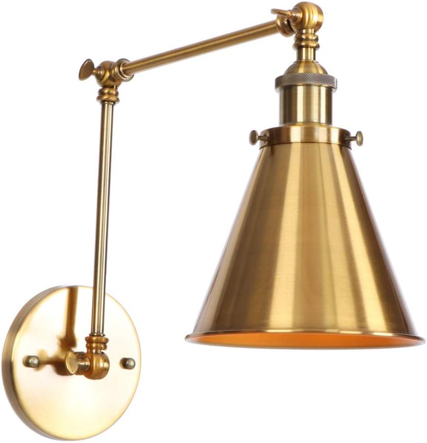 Vintage Wall Lamp Sconce Chrome Plating Funnel Lampshade Wall Mount Lighting Fixture (Bronze) I3490