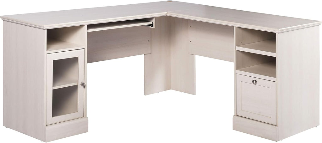 Espresso L-Shaped Executive Desk with Drawers & Cabinet U625