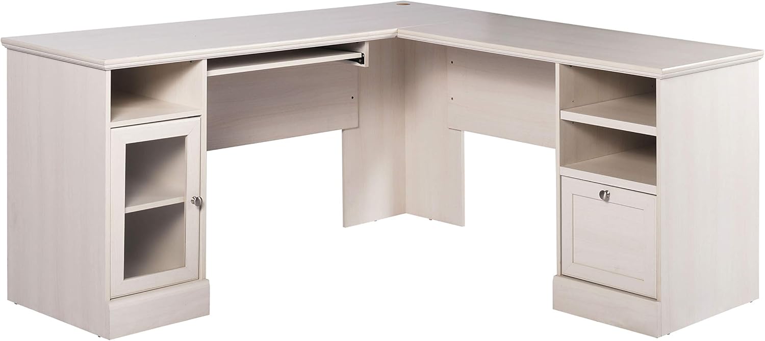 Espresso L-Shaped Executive Desk with Drawers & Cabinet U625