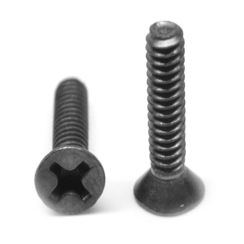 #10-32 x 7/8 Fine Thread Machine Screw Phillips Flat Head Low Carbon Steel Black Oxide R1245