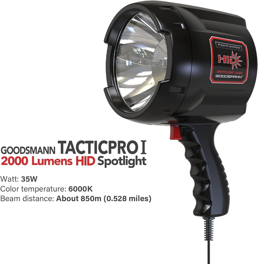 Handheld 2000 Lumen Spotlight Floodlight with 12V Car Charger and Nylon Storage Bag L4681