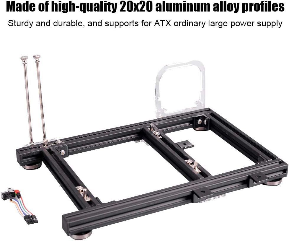 Black Aluminum Open Air Computer Test Bench Case W627