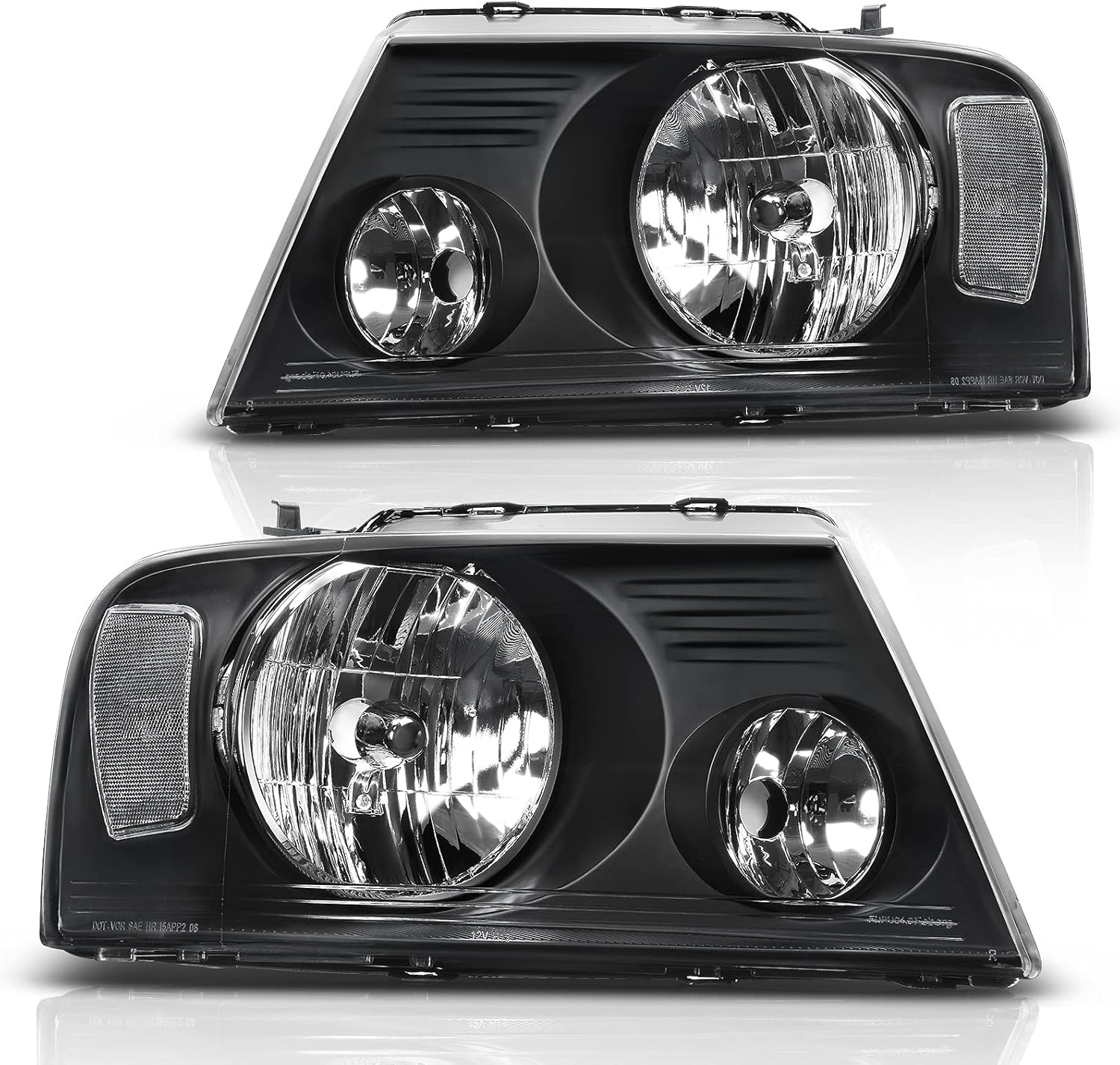 Chrome Housing Amber Reflector Headlight Assembly Y98922