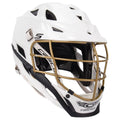 White Lacrosse Helmet with Metallic Gold Cage R158