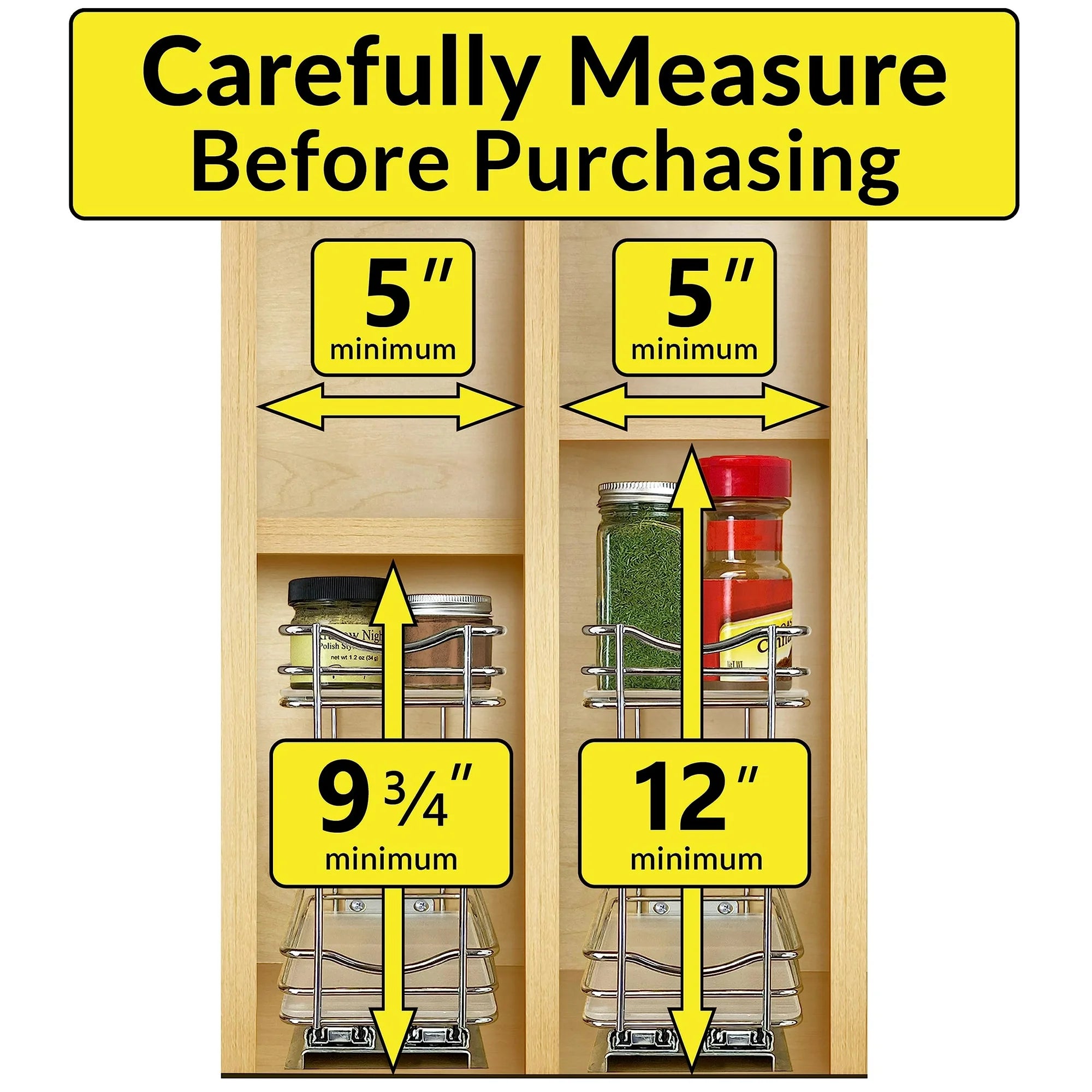 2 Tier Sliding Drawer Shelf Spice Rack Organizer, Brown E16468