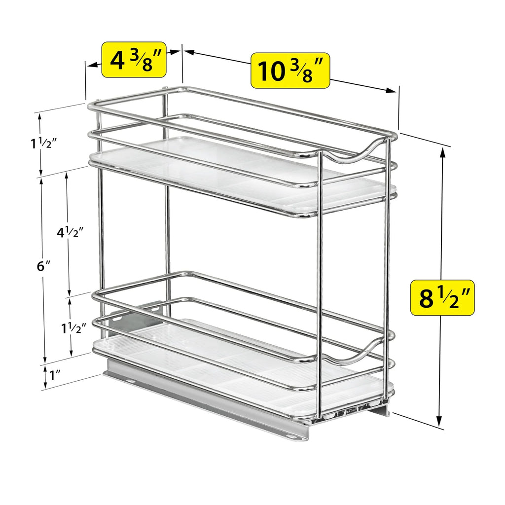 2 Tier Sliding Drawer Shelf Spice Rack Organizer, Brown E16468