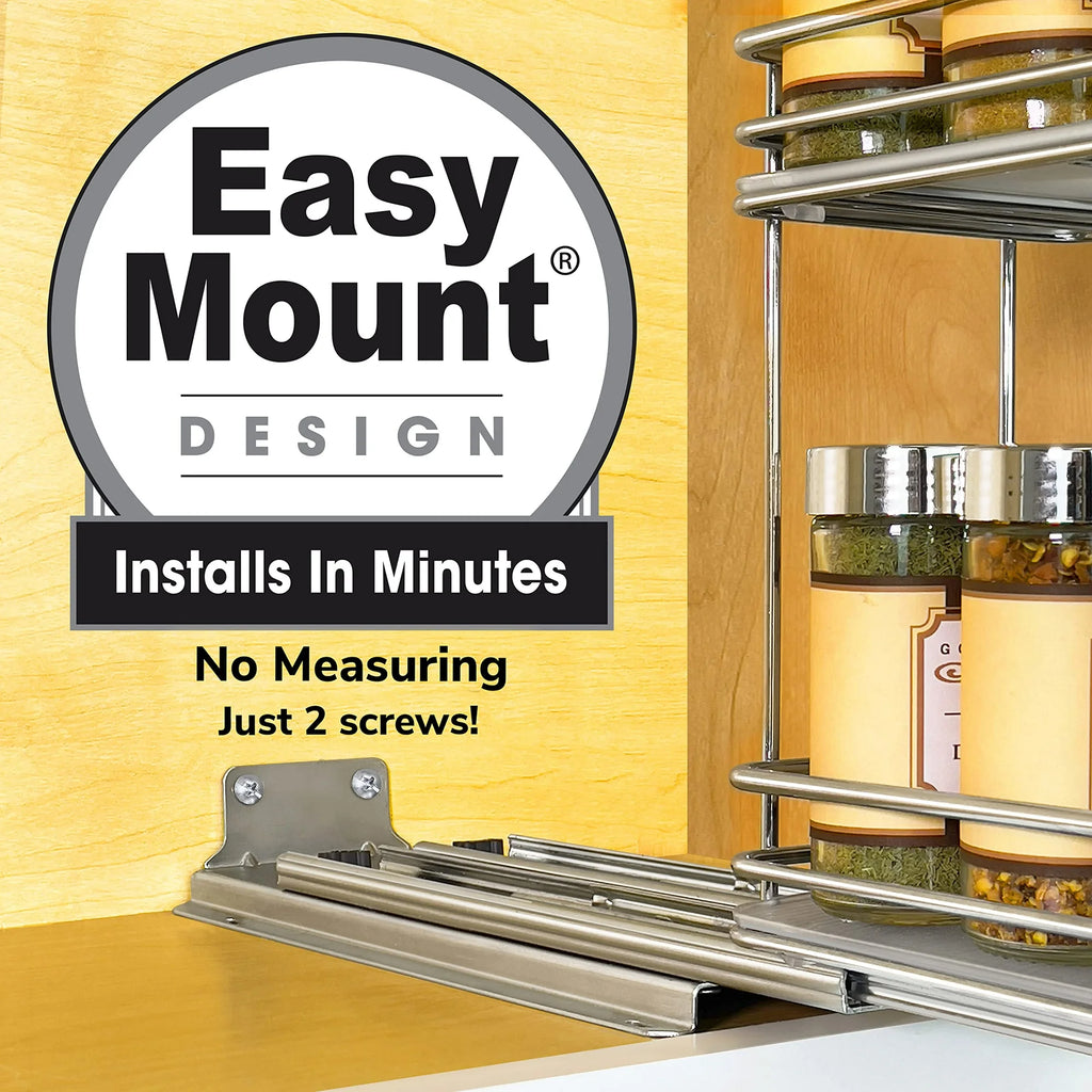 2 Tier Sliding Drawer Shelf Spice Rack Organizer, Brown E16468