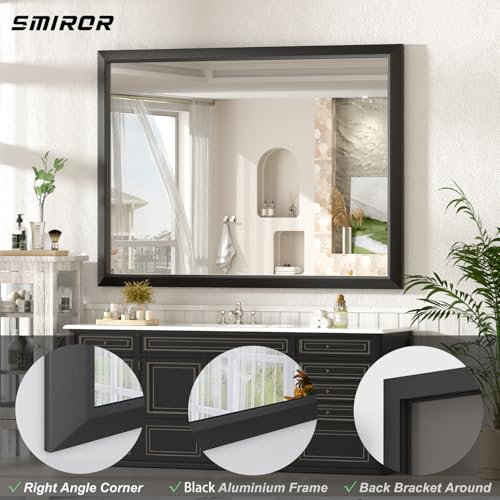 Black 20x24 Inch Wall-Mounted Mirror A6790