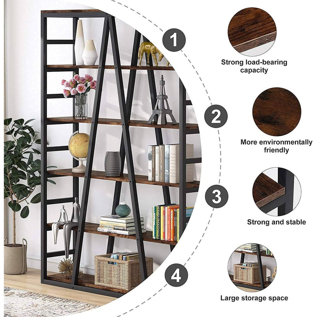 White 6 Tier Industrial Bookshelf G54568