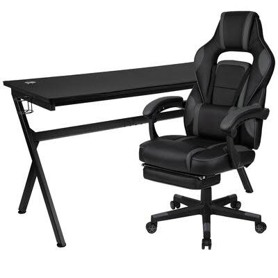 Configurable Rectangular Office Set with Chair with Hutch L9372