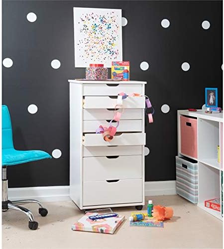White Wash Eight Drawer Rolling File Cabinet Dresser X13502