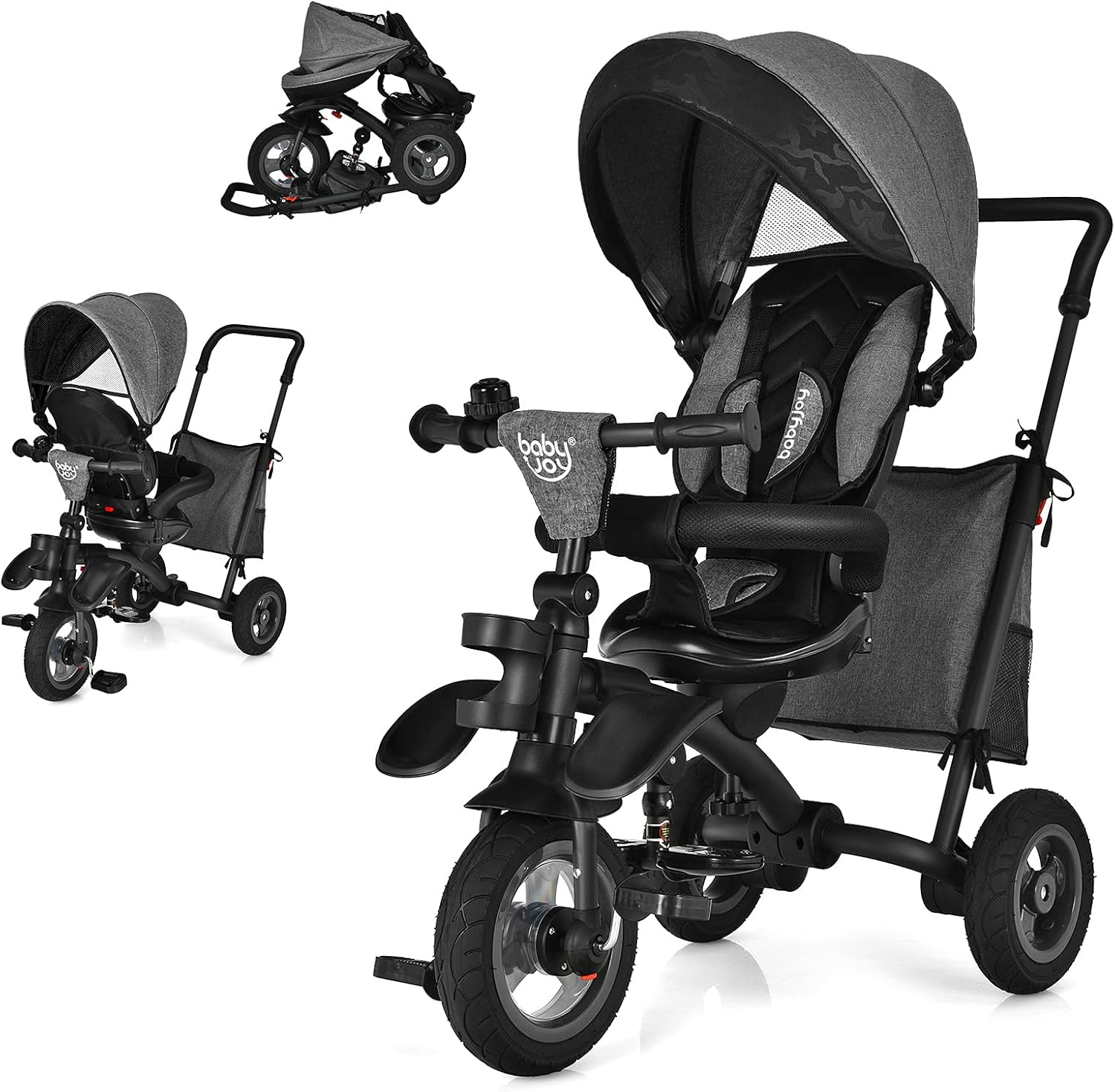 7 in 1 Folding Toddler Tricycle with Rotatable Seat (Blue) L980