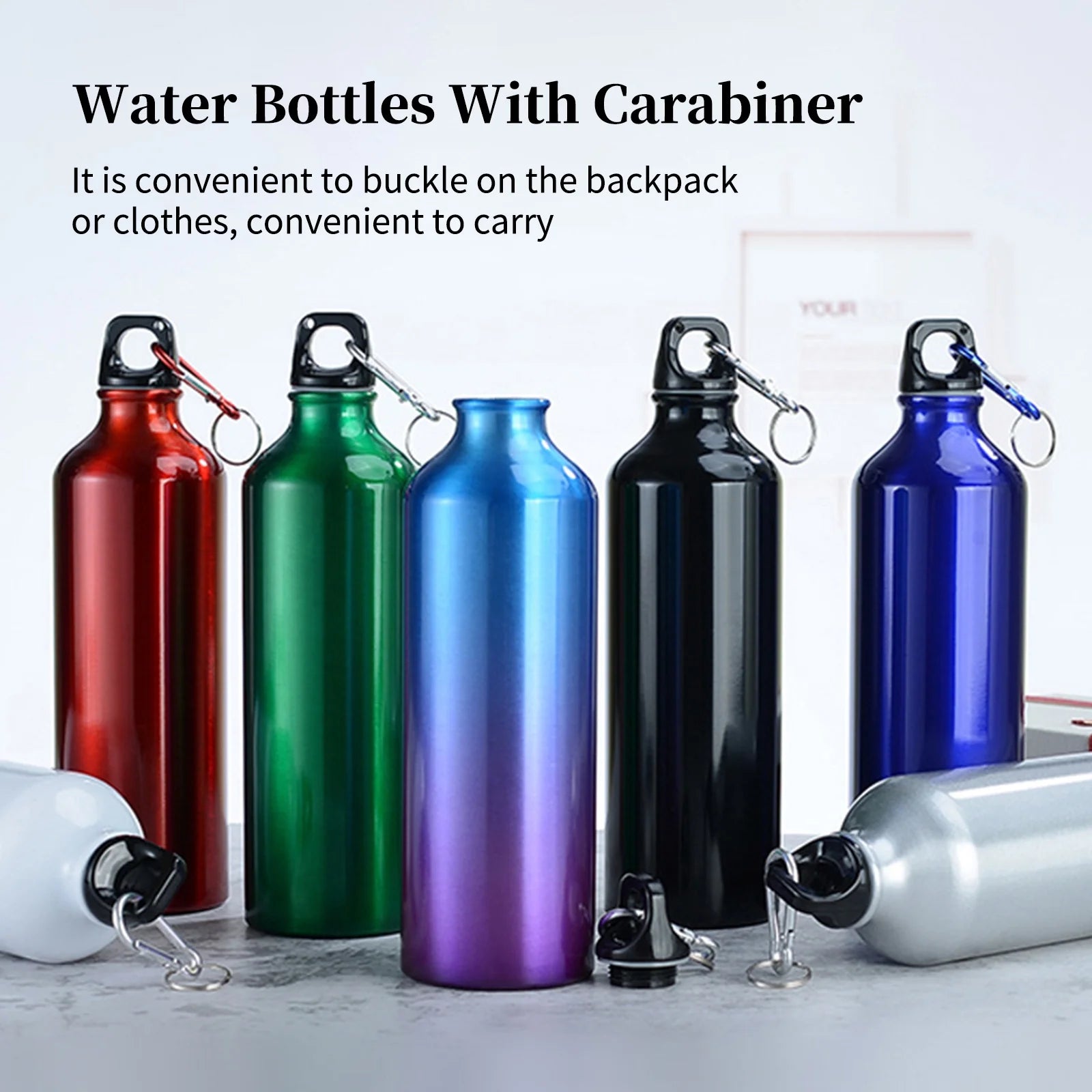 750Ml Portable Aluminum Bottle With Carabiner M847271