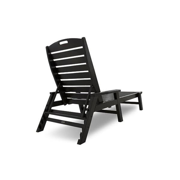 Nautical Mahogany Stackable Wheeled Chaise with Arms B558