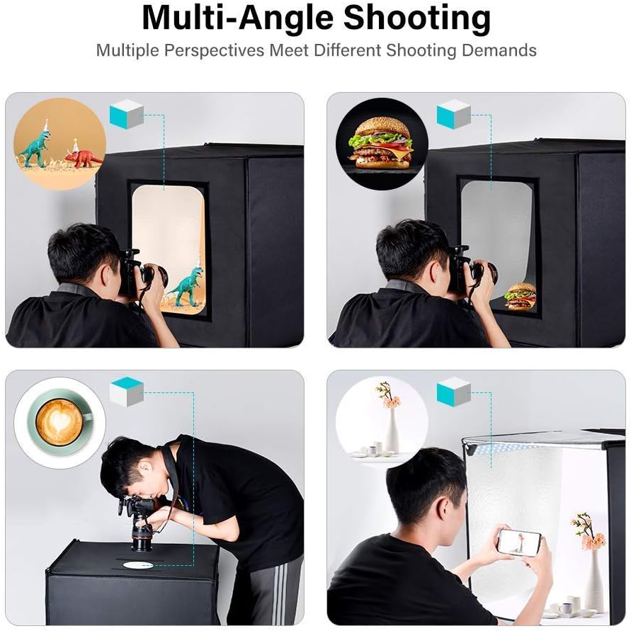 Photo Studio Light Box 24 x 24 Inch Photography Shooting Tent Kit with LED Lights, Carry Bag and 3 Color Backdrops R85745