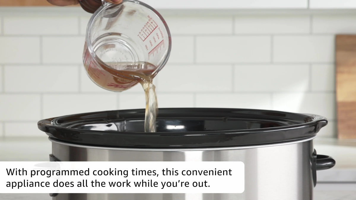 3-Quart Round Manual Slow Cooker Stainless Steel and Black B3778