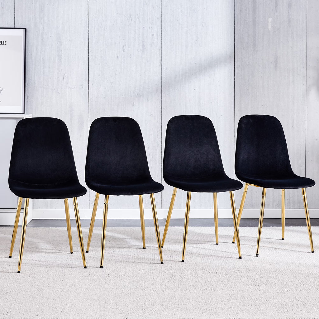 Set of 4 Velvet Dining Chairs with Golden Metal Legs G117443