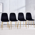 Set of 4 Velvet Dining Chairs with Golden Metal Legs G117443