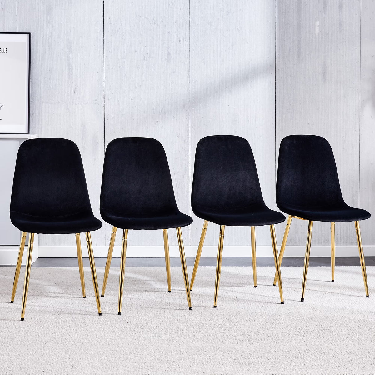Set of 4 Velvet Dining Chairs with Golden Metal Legs G117443