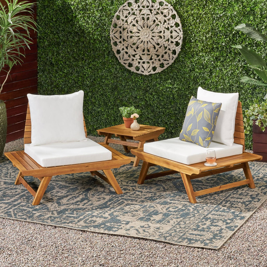Outdoor Acacia Wood Chair Set of 2, Dark Gray S6951