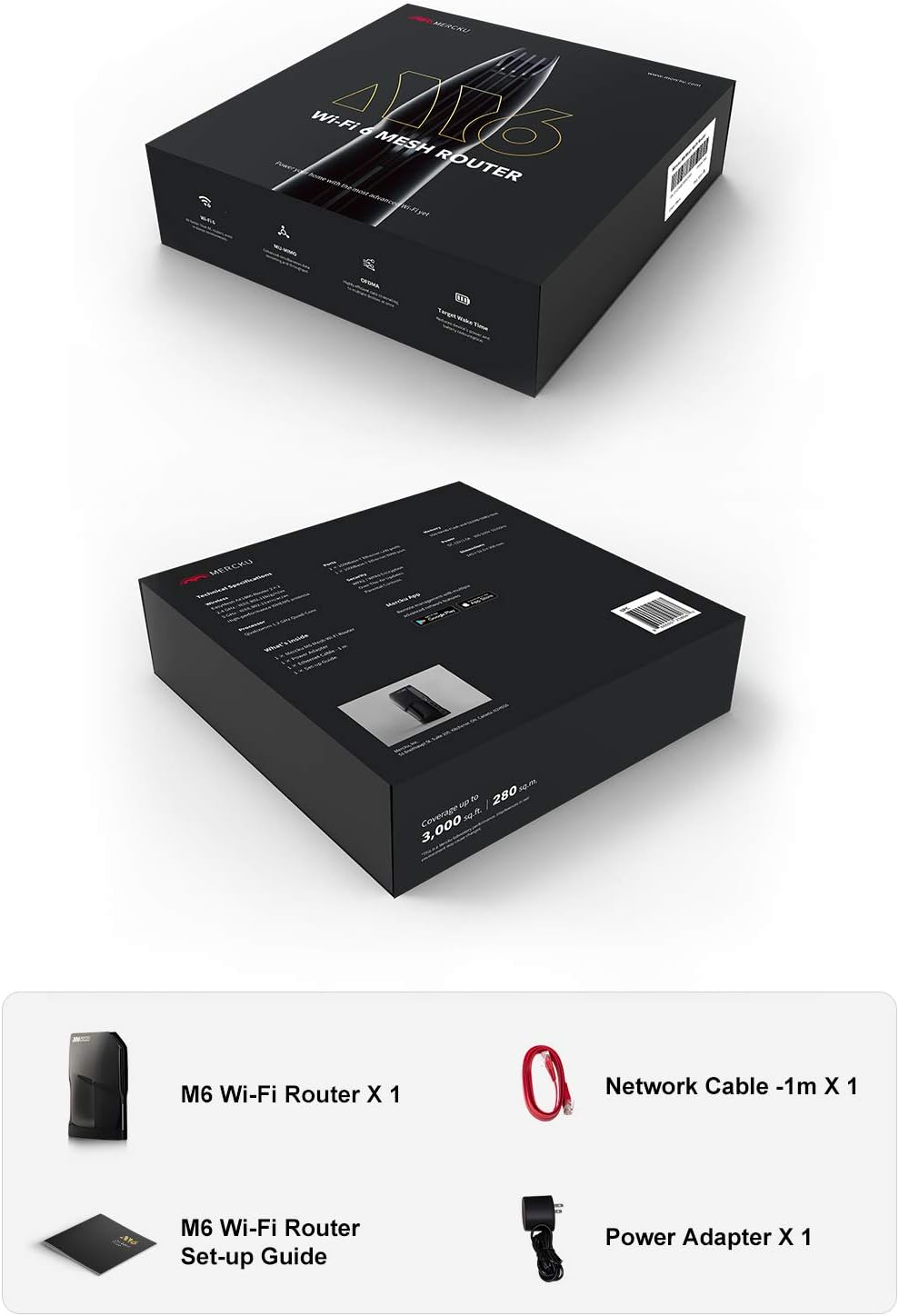 Cosmo Black Dual-Band Gigabit Mesh Wi-Fi 6 Router 1 Pack H711198