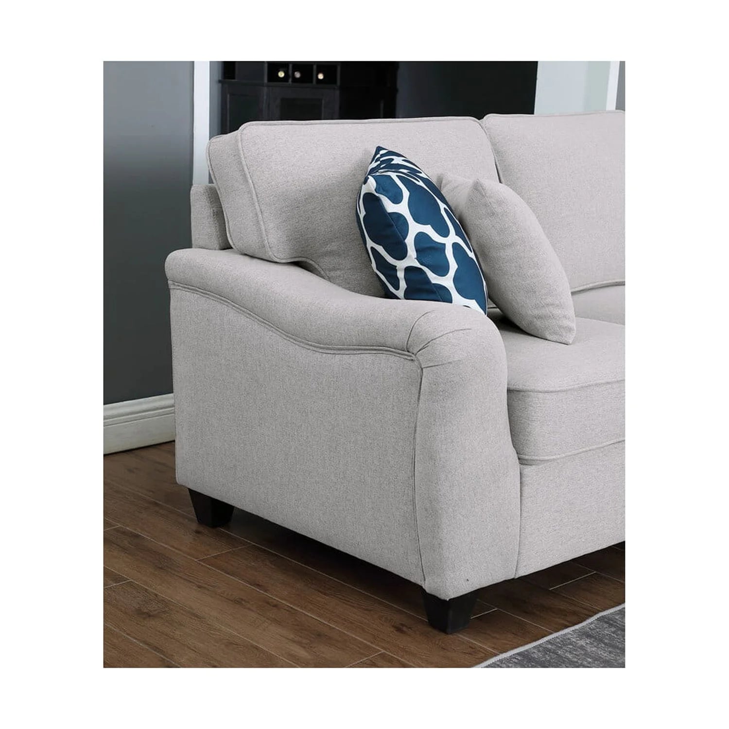 Dark Gray Linen 7Pc Modular Sectional Sofa Chaise and Ottoman I78123
