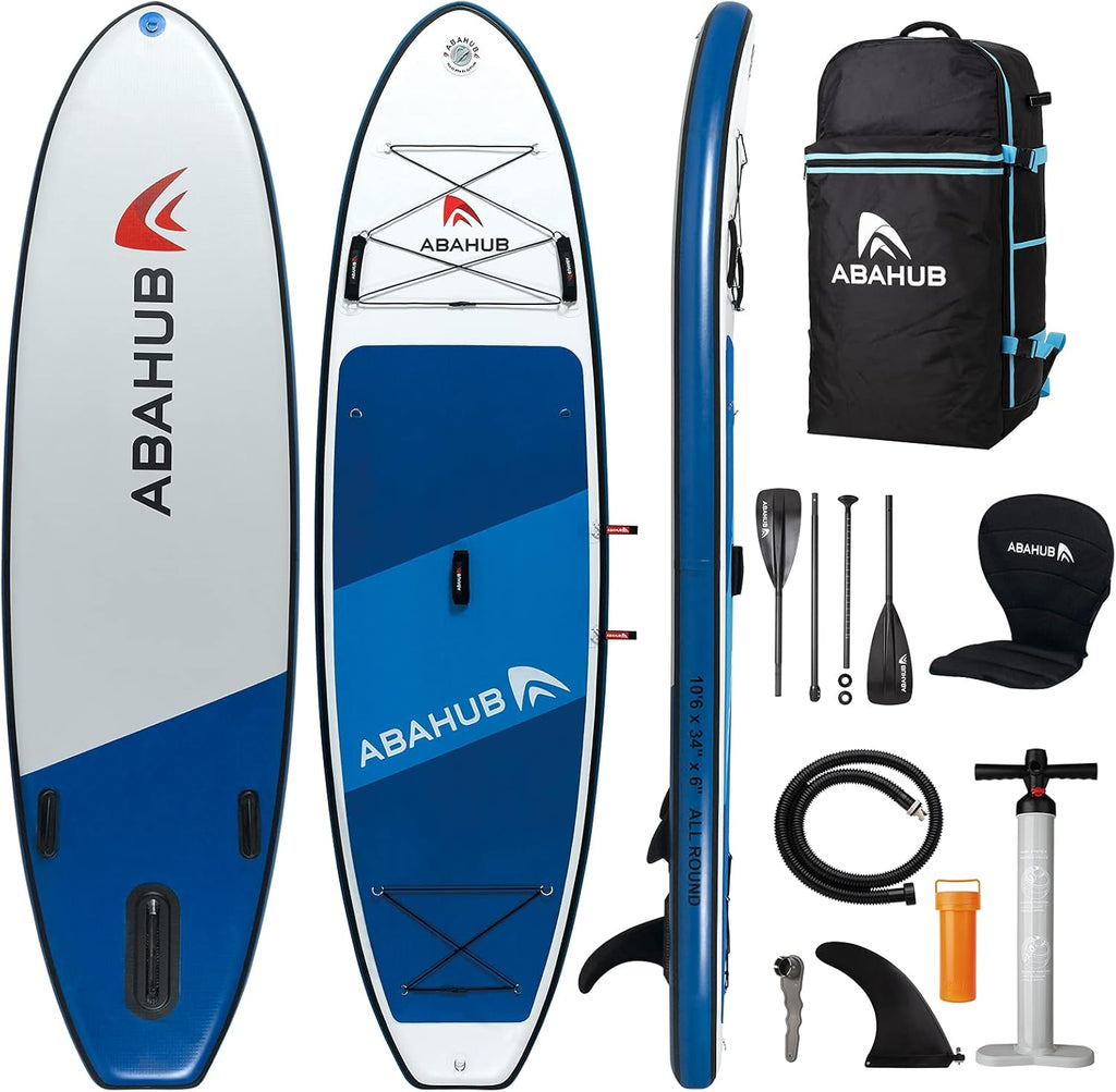 Inflatable SUP Standup Paddleboard with Adjustable 4 Piece 2 in 1 Paddle and Kayak Seat D4469