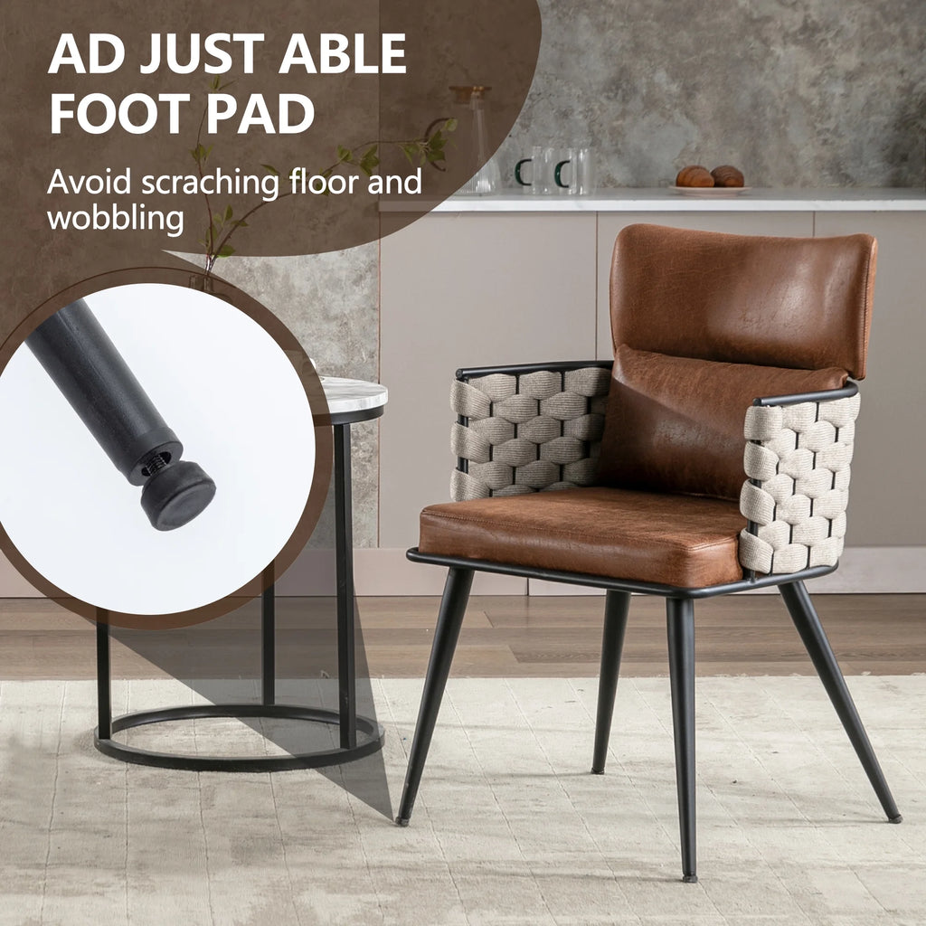 Set of 4 Faux Leather Dining Chairs with Metal Legs A5981