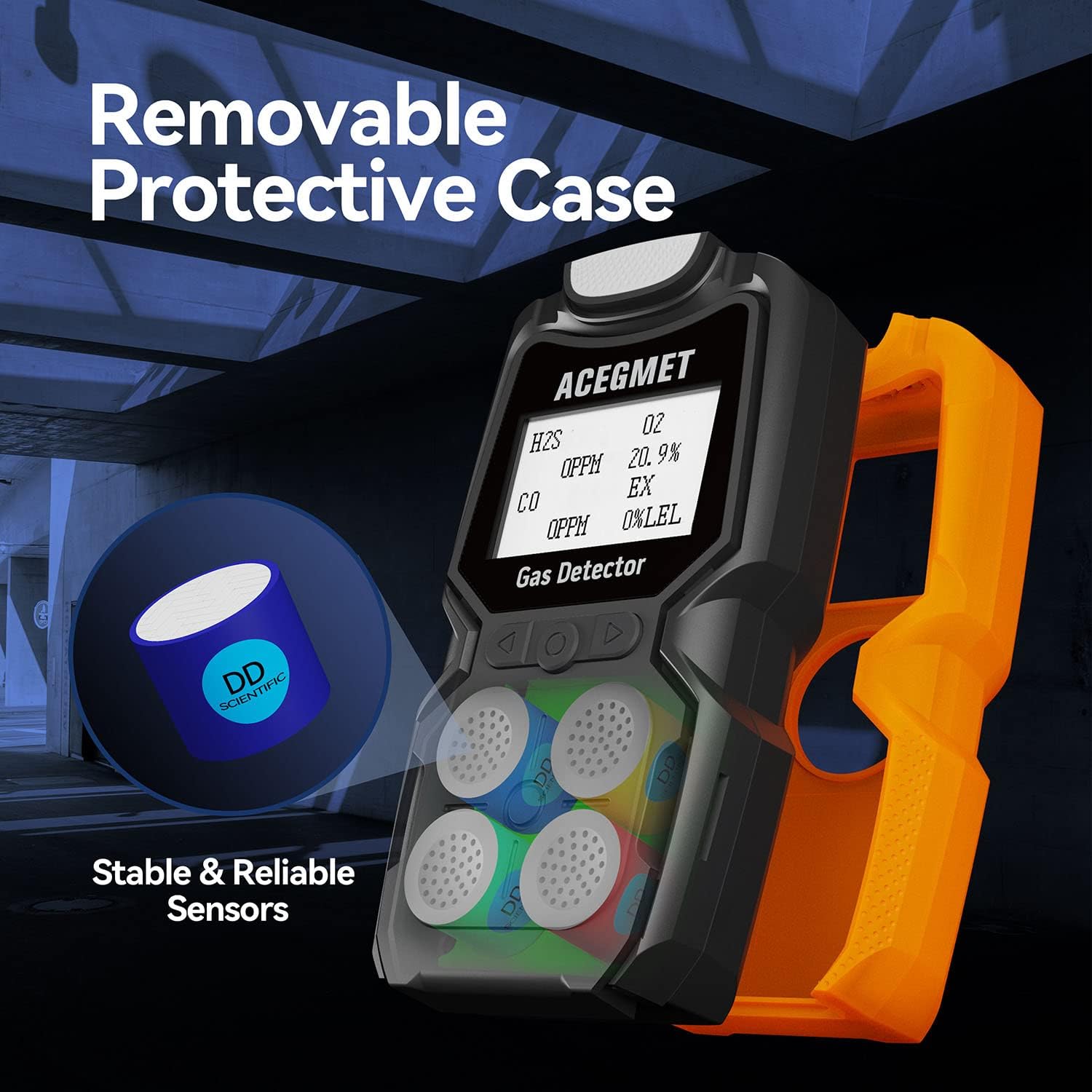 4 Gas Monitor H2S, O2, CO and LEL Combustible Gas Detector Q4879