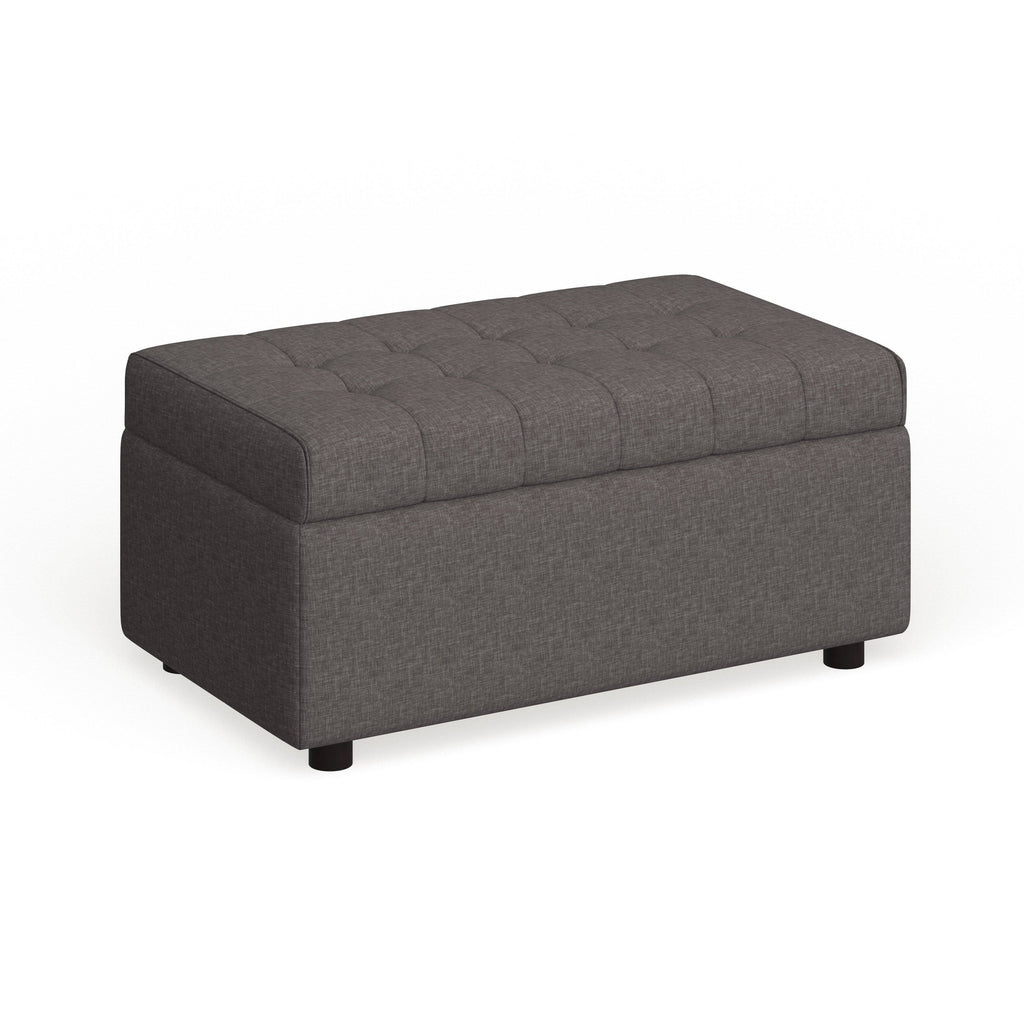 Grey Linen Rectangular Storage Ottoman M9937