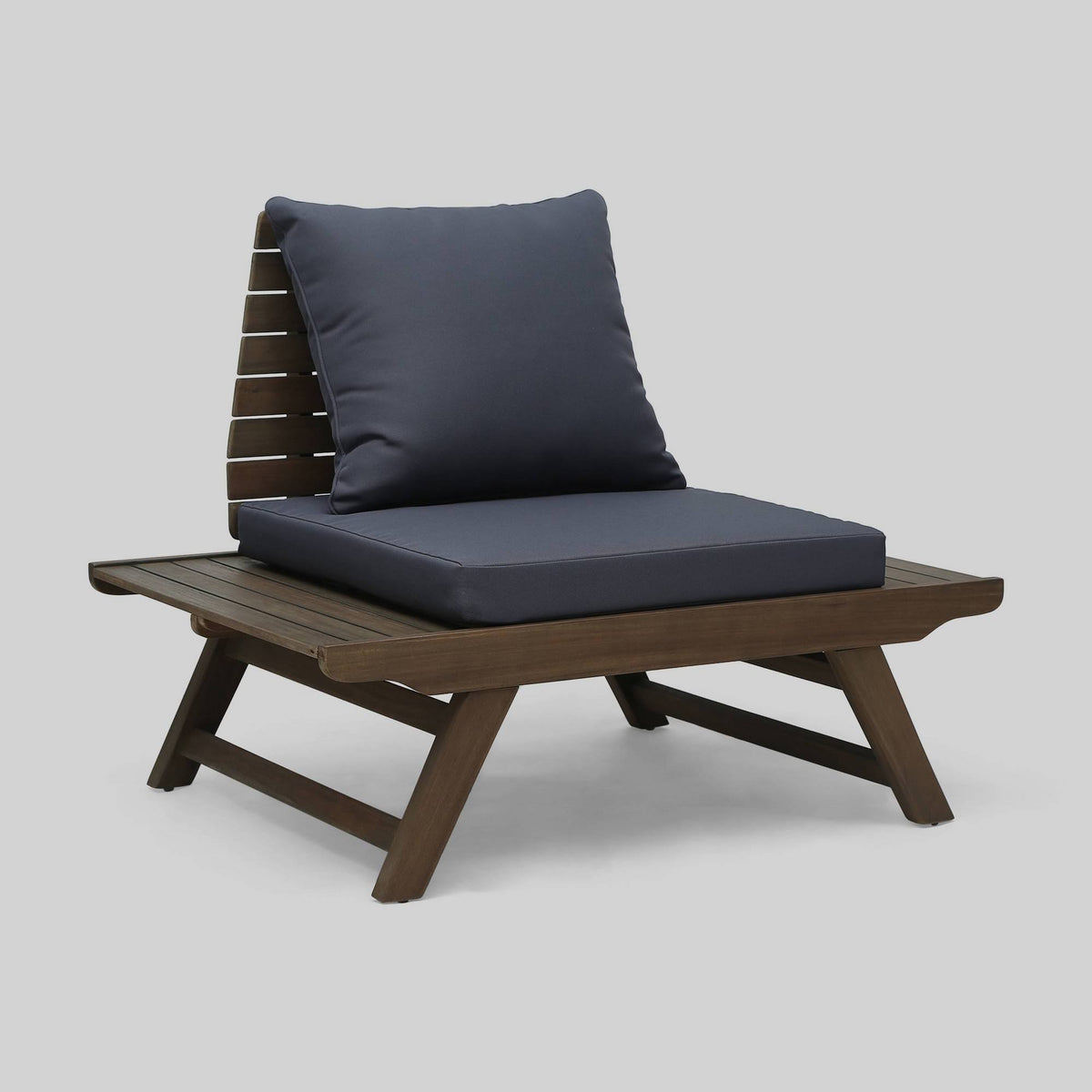 Outdoor Acacia Wood Chair Set of 2, Dark Gray S6951