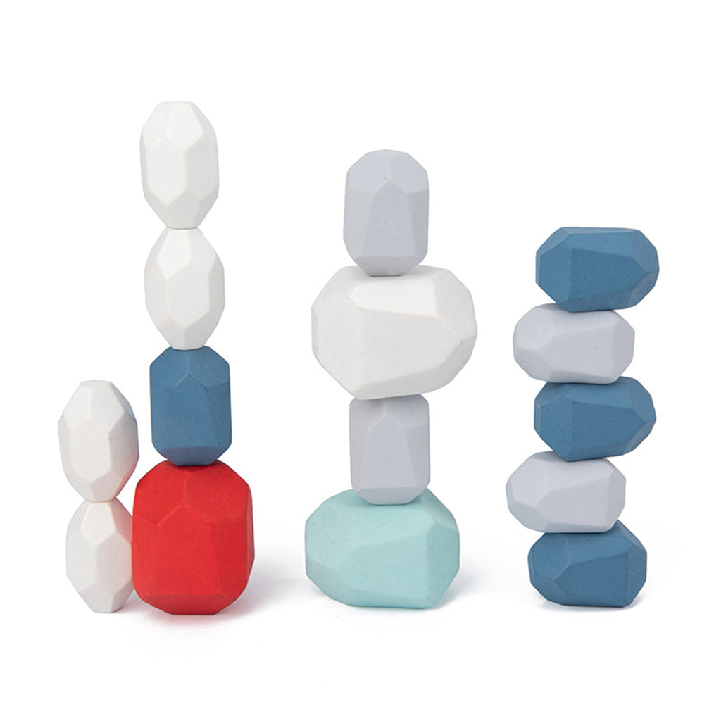 36 Pcs Wooden Colored Stone Stacking Game Building Block G138381