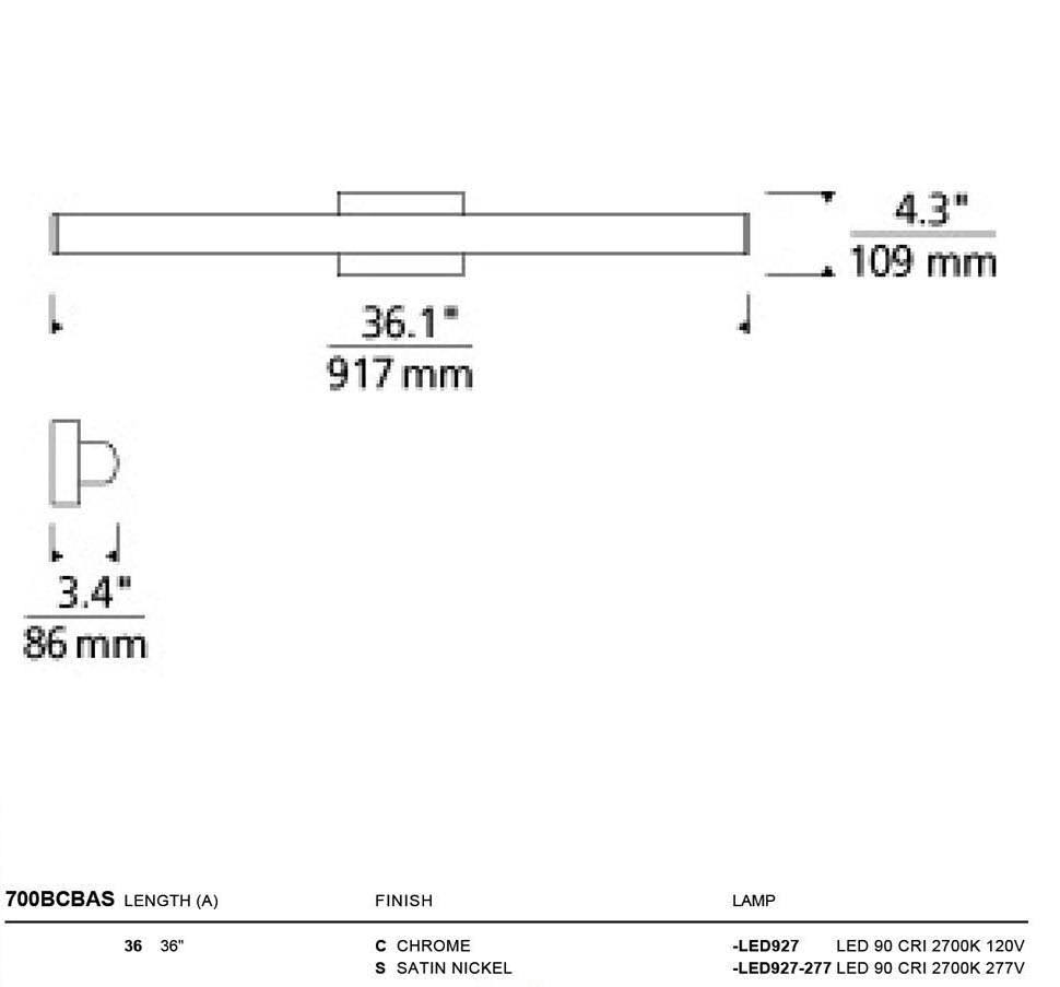 Satin Nickel 36 Bath Light U119406