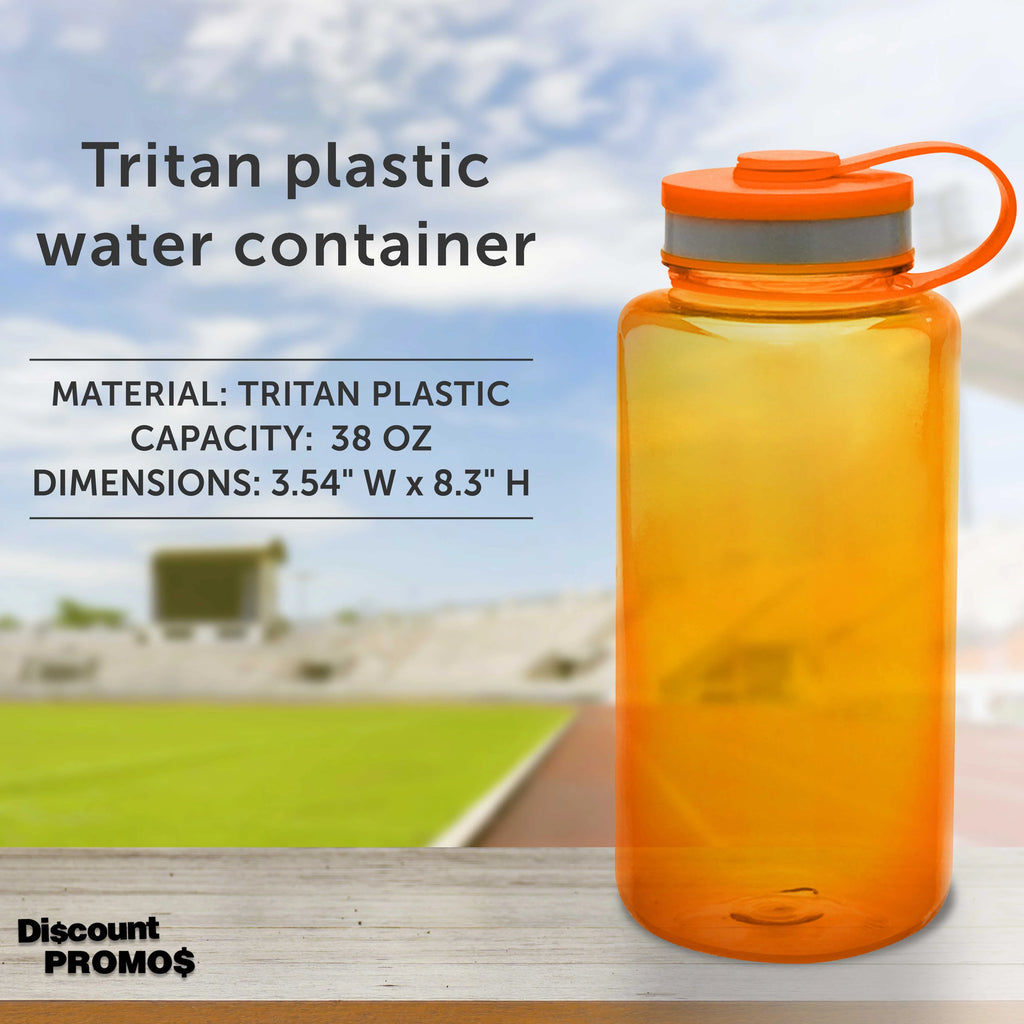 Plastic Sports Water Bottles with Flip Lid 38 oz. Set of 10 A986727