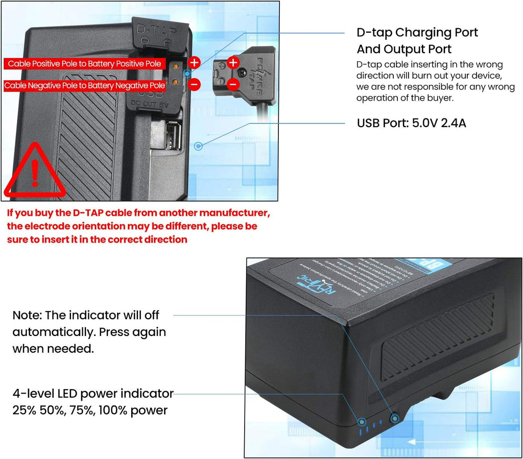300Wh V Mount Battery with D-Tap Charger and Cable L121876