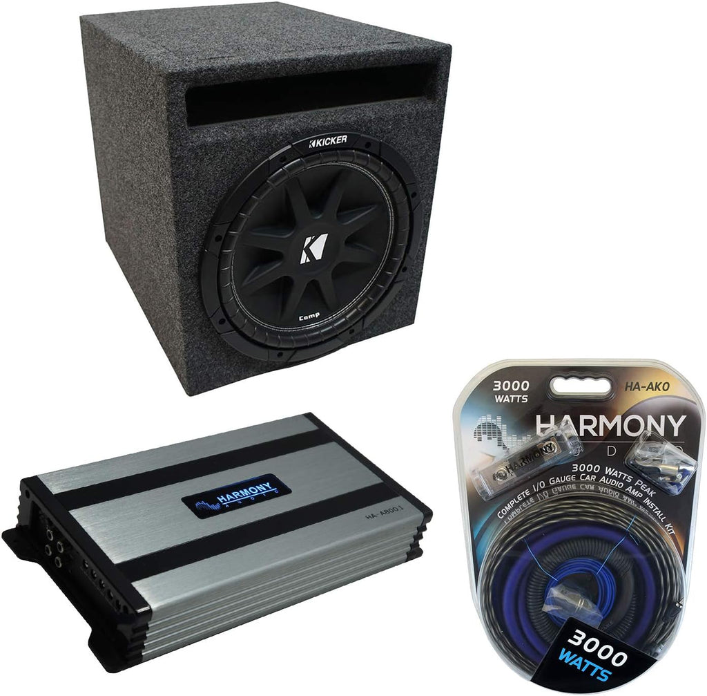 15 Kicker Comp C15 Sub Box Enclosure & Harmony HA-A800.1 Amp N862612