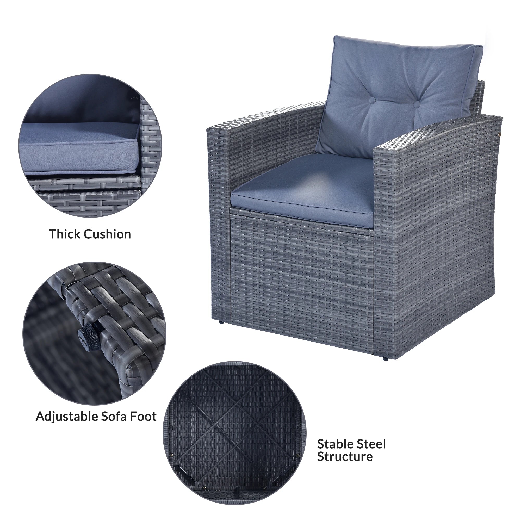6Pcs All-Weather Wicker PE Rattan Patio Sectional Set with Coffee Table X4153