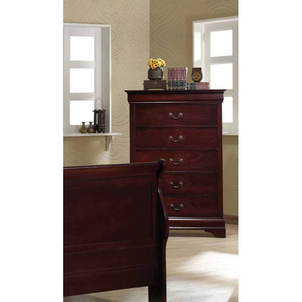 Brown Wooden Chest with 5 Drawers Y332081