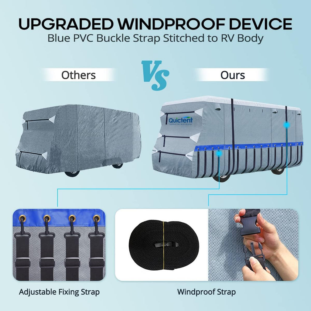 RV Cover, 6-ply Camper Cover, Fits 23-26Ft Motorhome, Breathable Waterproof Rip-Stop Anti-UV with 2 Windproof Straps, 4 Tire Covers Z715278