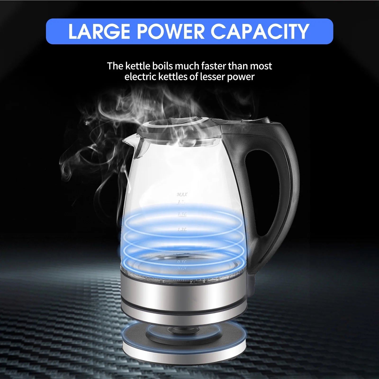 Electric Kettle 1.7L Glass with Auto Shut-Off Y8358
