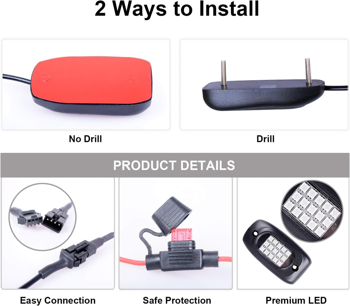 8 Pods Multicolor LED Rock Lights with APP Control G748
