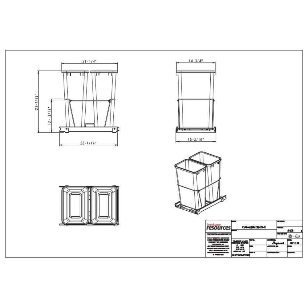 Double Pullout Waste Container System, Black - 50 quart Q62175